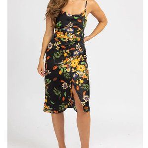 *New with tags* - Black floral midi slip dress